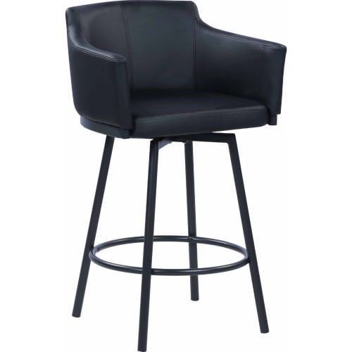 Demi Swivel Counter Stool in Black Leatherette & Black Chrome